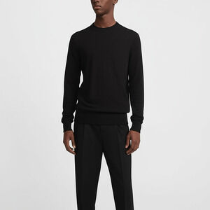 ZARA Men's XL Black Crew Neck Pullover Long Sleeve Sweater Knit Essential